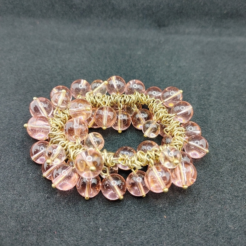 Pink Glass Bead Cha Cha Cluster Statement Bracelet - Picture 2 of 2